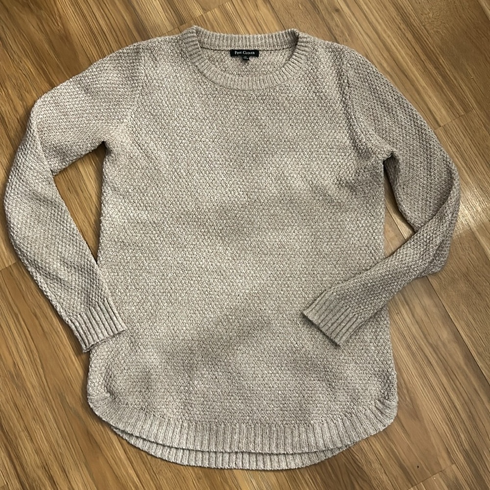 Pink Clover Nickole Textured Knit Beige Oatmeal Pullover Sweater Size Small